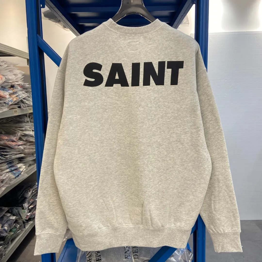 Saint Michael Friends VTG American portrait loose velvet round neck pullover sweatshirt Fabric: 420g Style number: SM603 Size: S-M-L-XL Color: Gray Price: P190